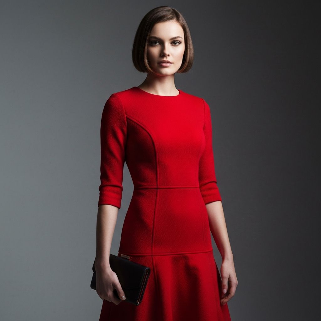 پیراهن کمربنددار زرشکی وئون (Véon Scarlet Belted Dress)